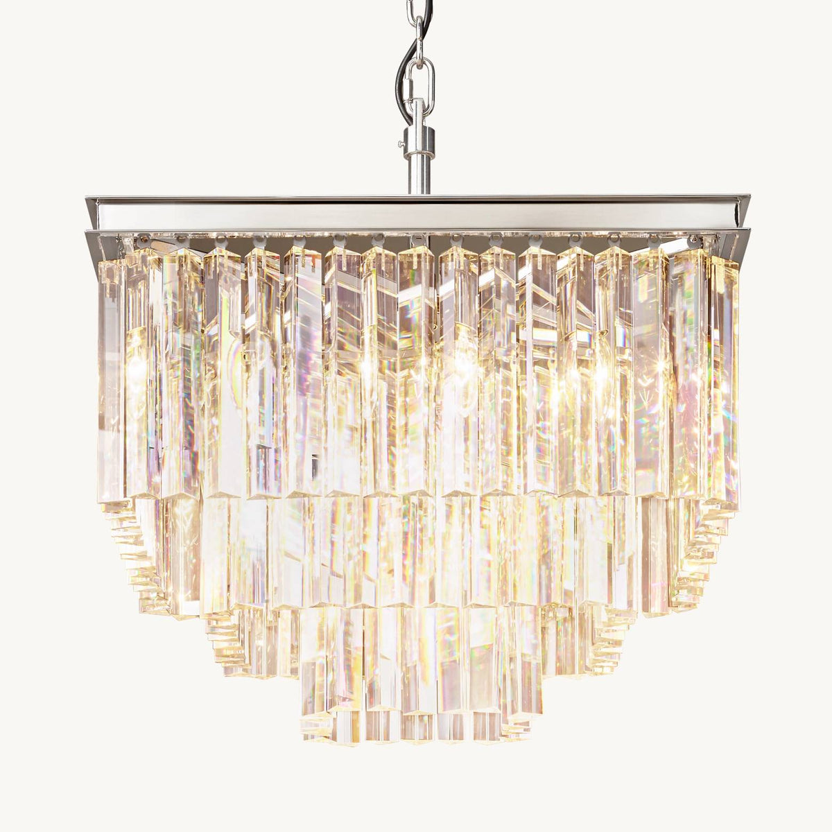 Odeon Deco Prism Tiered Square Chandelier 22"