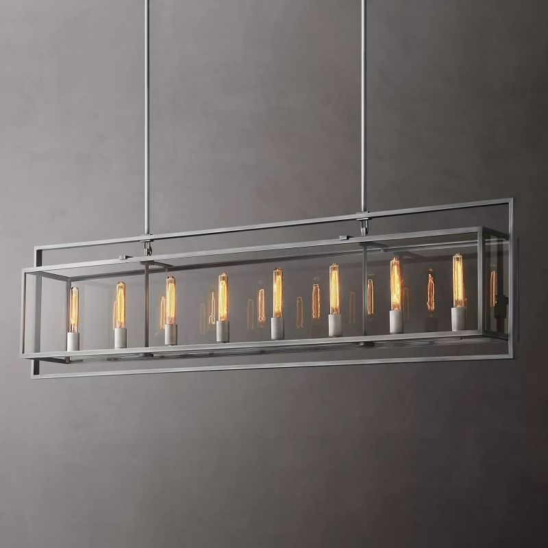 Beckman Framed Glass Rectangular Chandelier 72"
