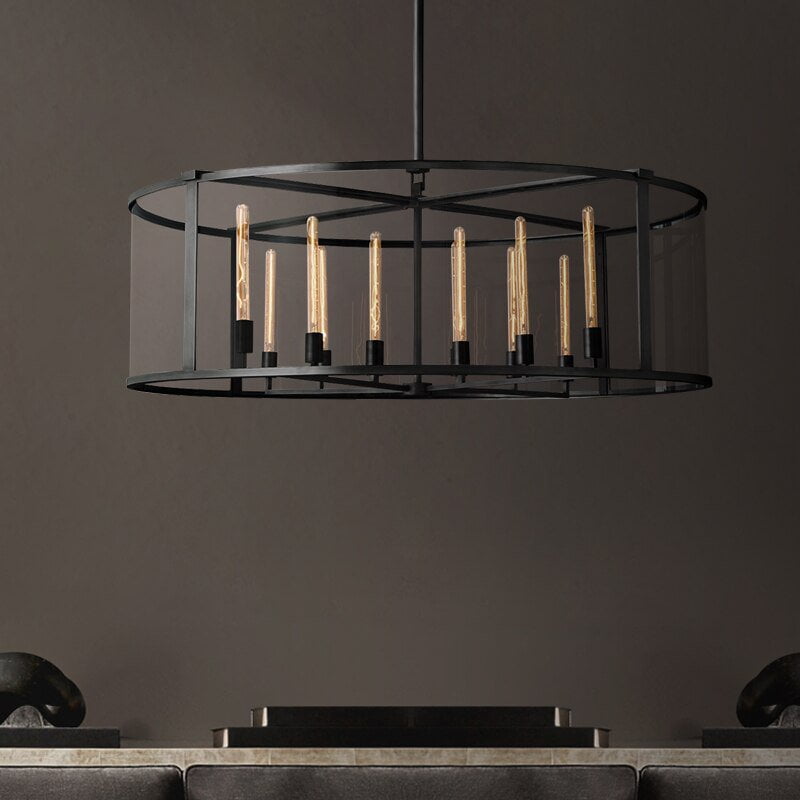 Beckman Framed Glass Round Chandelier 44"