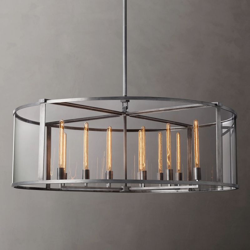 Beckman Framed Glass Round Chandelier 55"