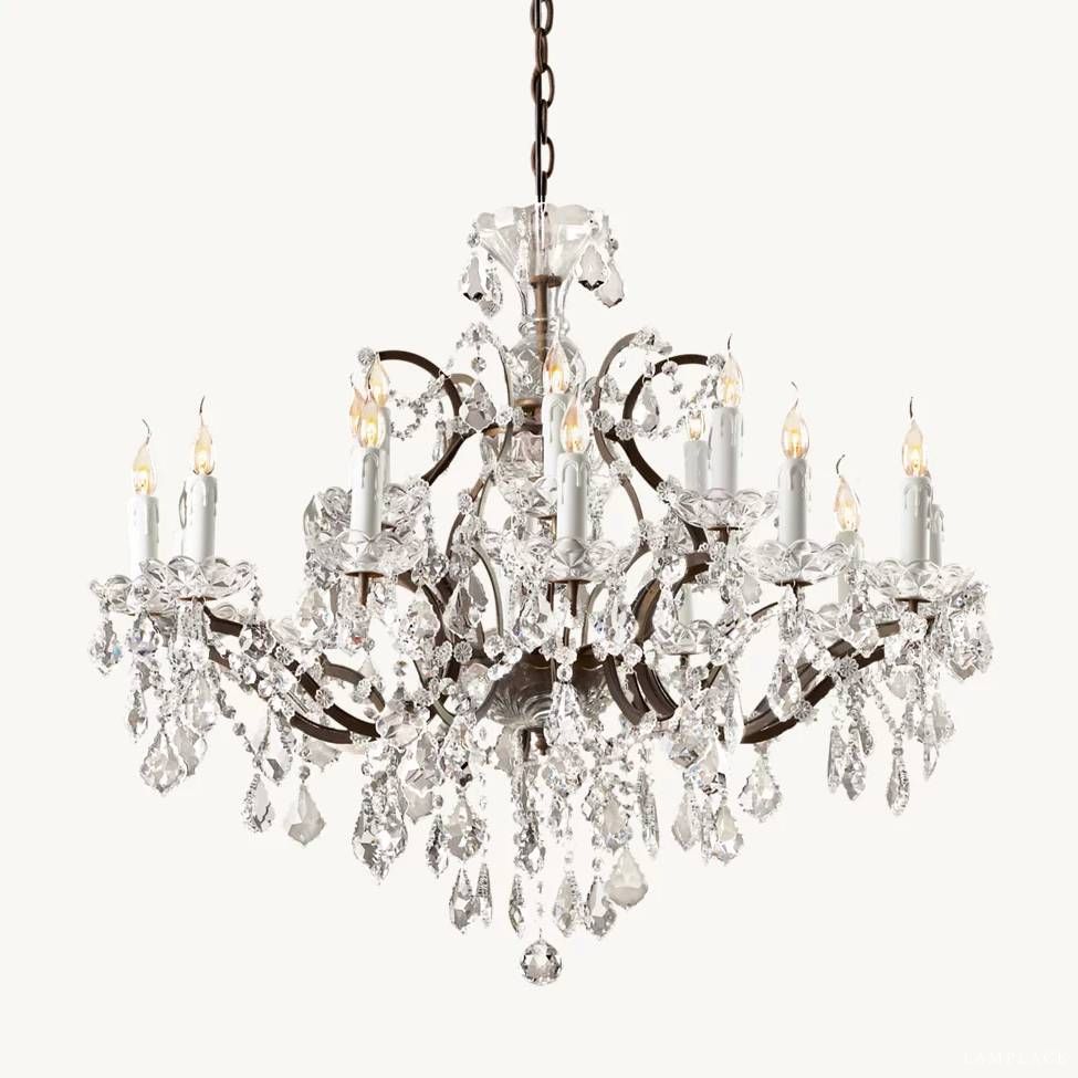 Rococo Vintage Crystal Round Chandelier 33"