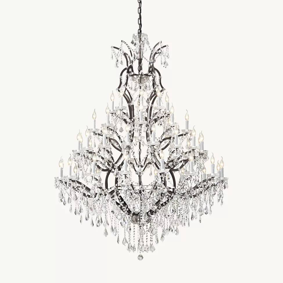 Rococo Vintage Crystal Round Chandelier 72"