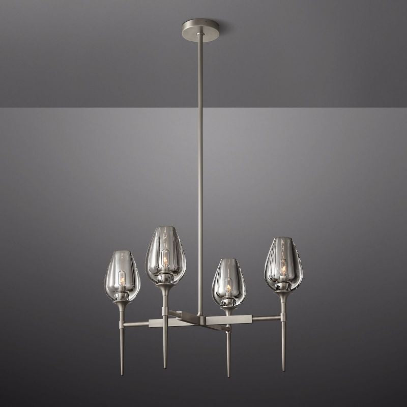 Tulip Crystal Petal Round Chandelier 27"