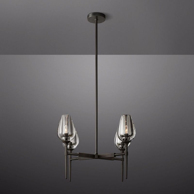 Tulip Crystal Petal Round Chandelier 27"