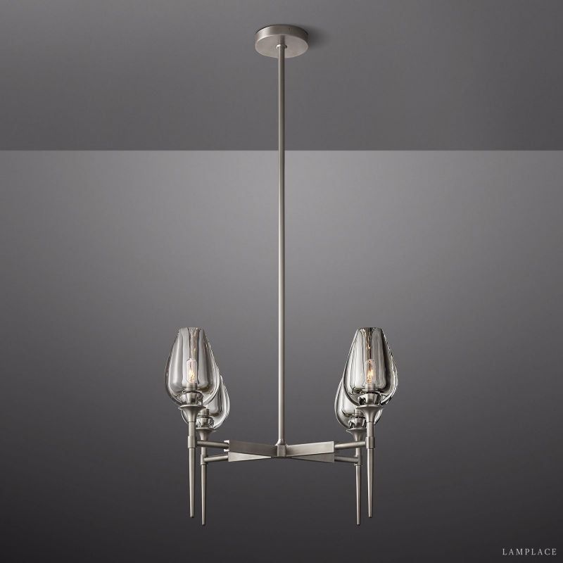 Tulip Crystal Petal Round Chandelier 27"
