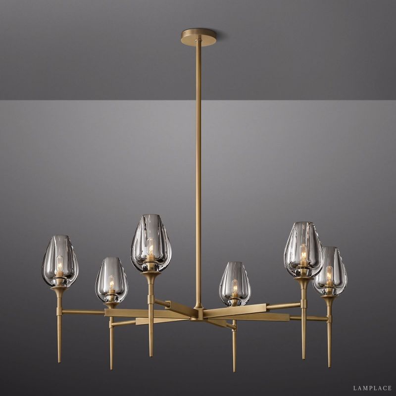 Tulip Crystal Petal Round Chandelier 42"