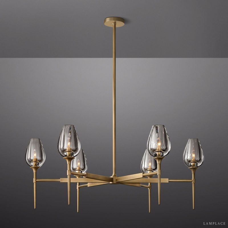 Tulip Crystal Petal Round Chandelier 42"