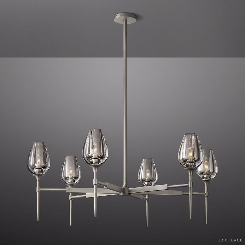Tulip Crystal Petal Round Chandelier 42"