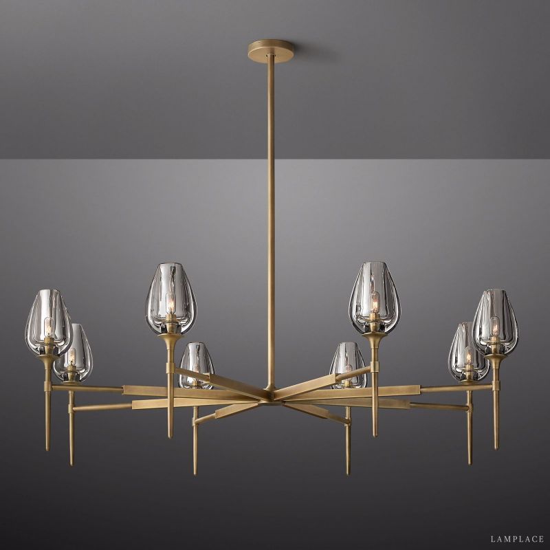 Tulip Crystal Petal Round Chandelier 54"