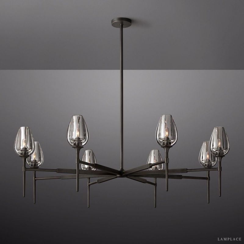Tulip Crystal Petal Round Chandelier 54"