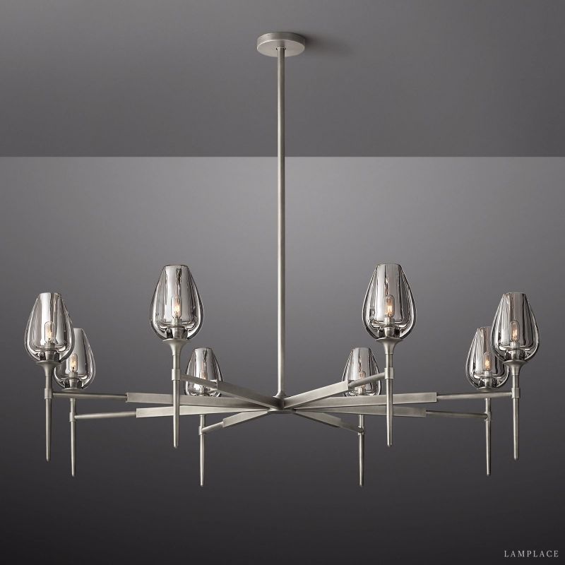 Tulip Crystal Petal Round Chandelier 54"
