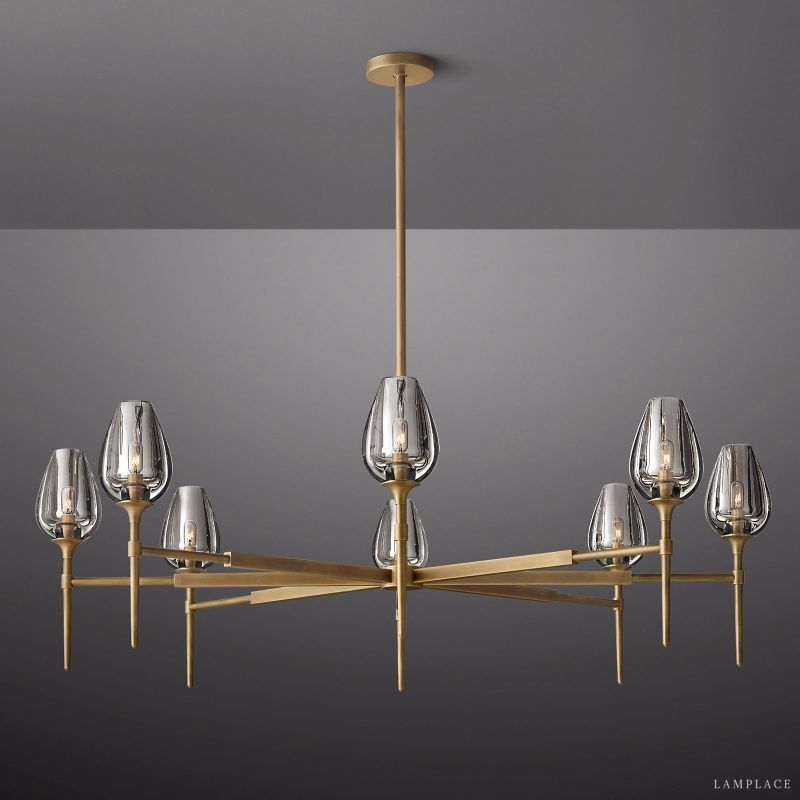 Tulip Crystal Petal Round Chandelier 54"