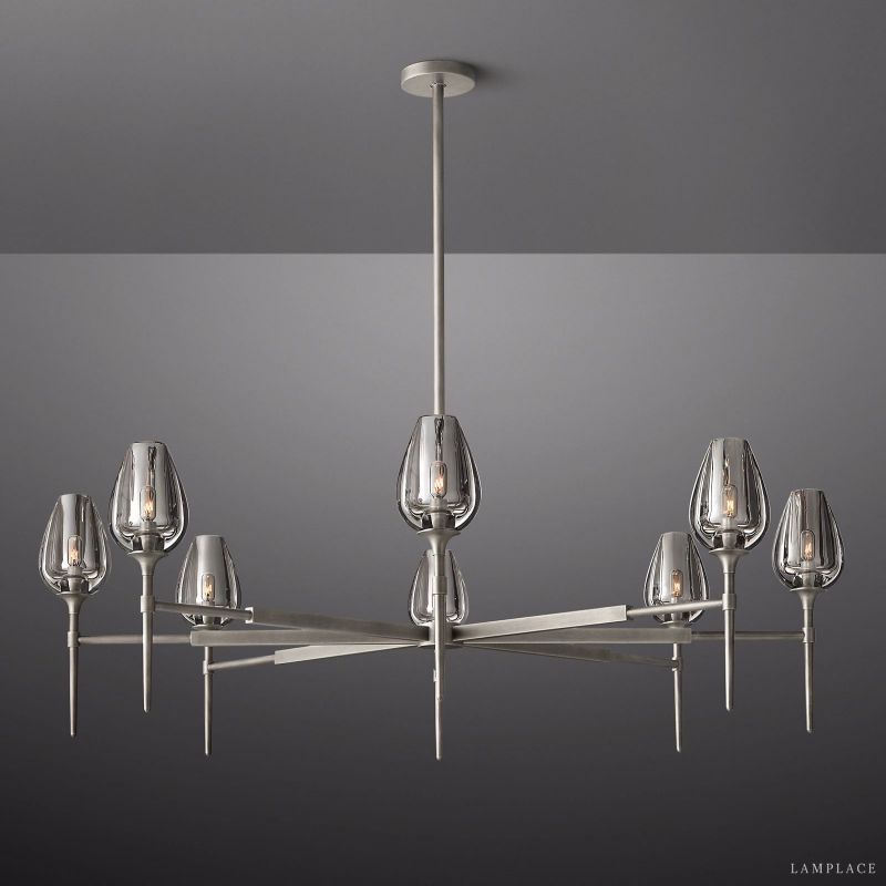 Tulip Crystal Petal Round Chandelier 54"