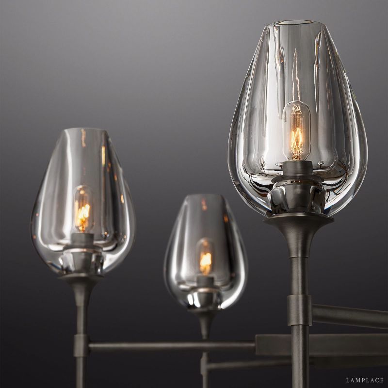 Tulip Crystal Petal Round Chandelier 27"