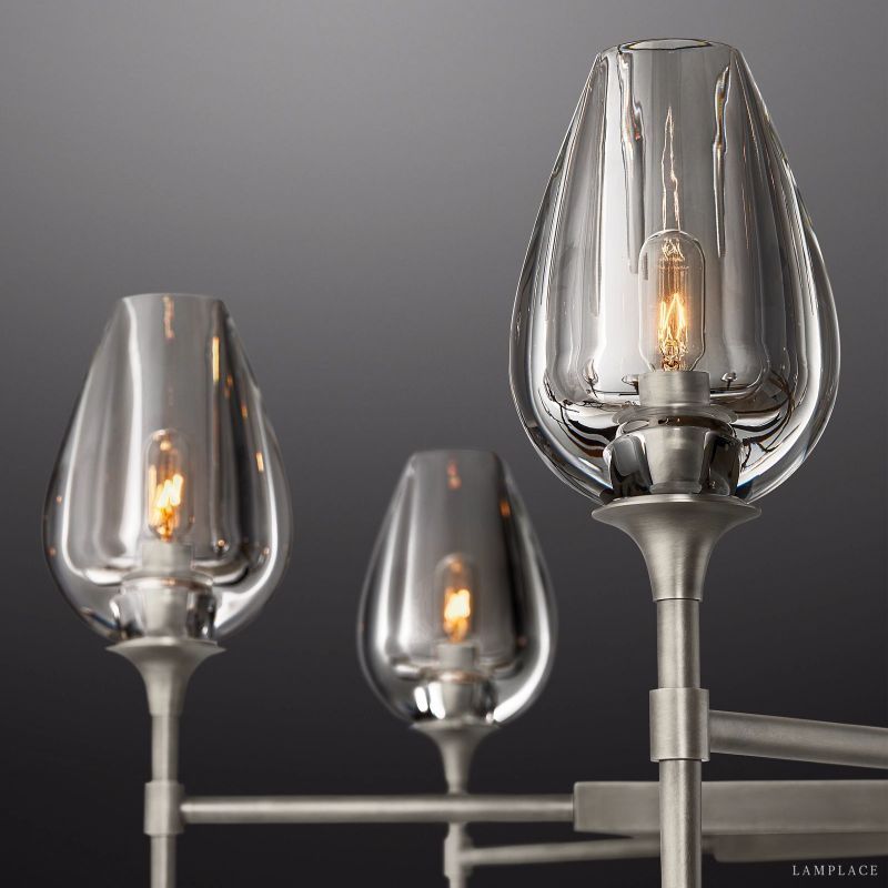 Tulip Crystal Petal Round Chandelier 27"
