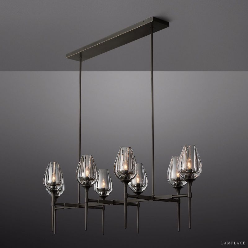 Tulip Crystal Petal Linear Chandelier 52"