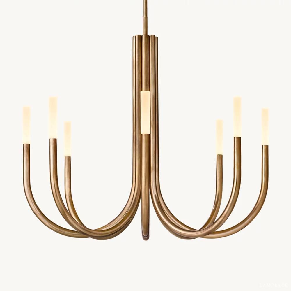 Rousselin Midcentury Sleek Round Chandelier 38"