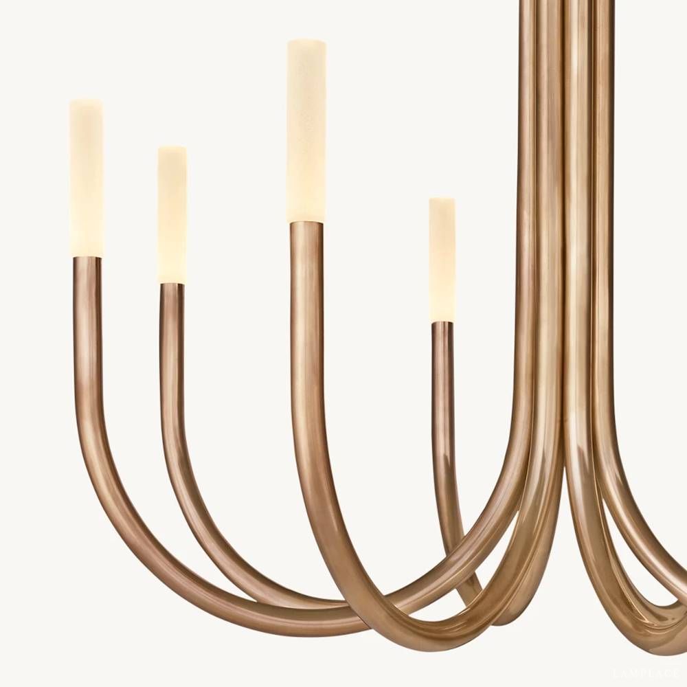 Rousselin Midcentury Sleek Round Chandelier 38"