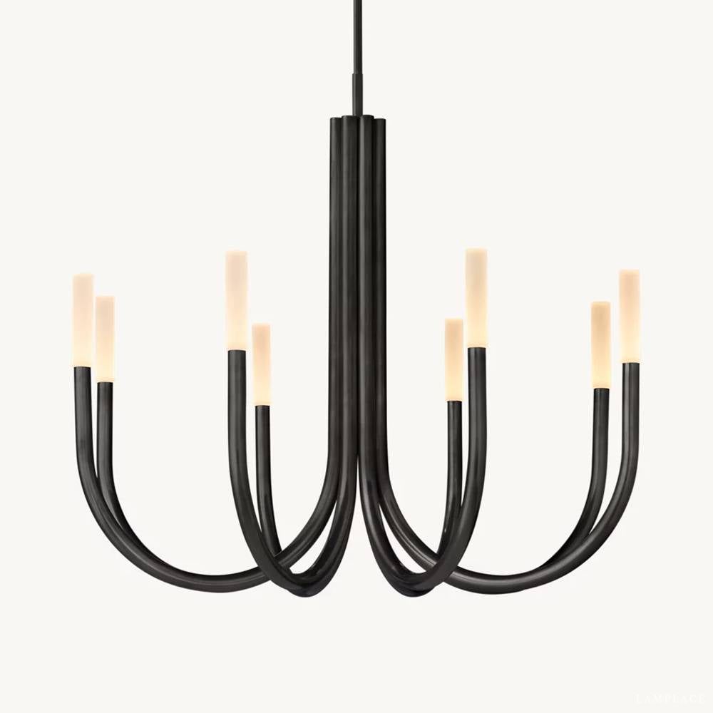 Rousselin Midcentury Sleek Round Chandelier 38"