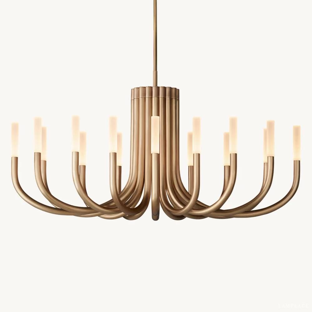 Rousselin Midcentury Sleek Oval Chandelier 50"
