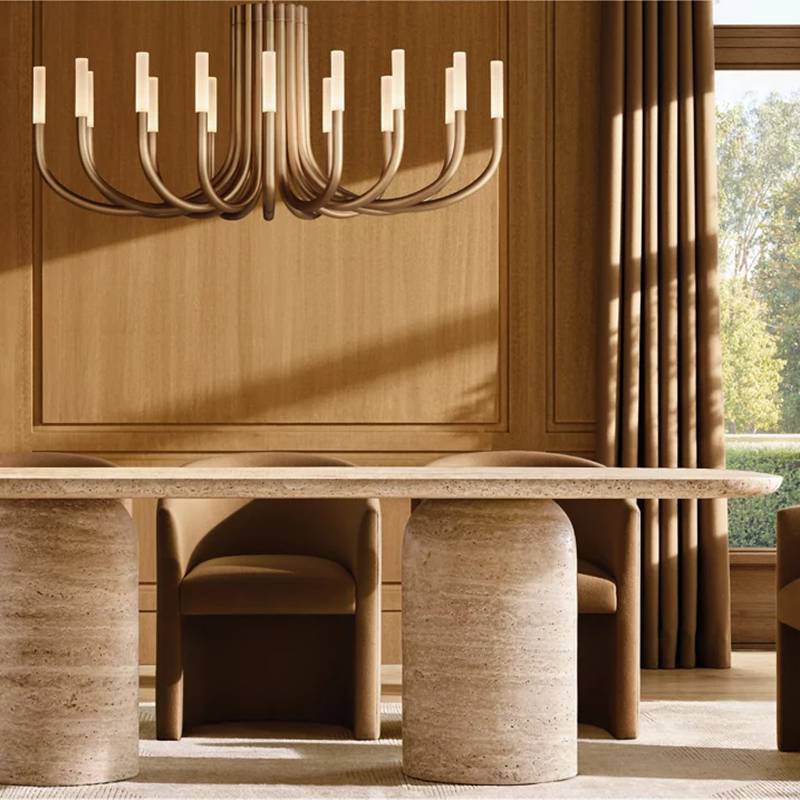 Rousselin Midcentury Sleek Oval Chandelier 50"