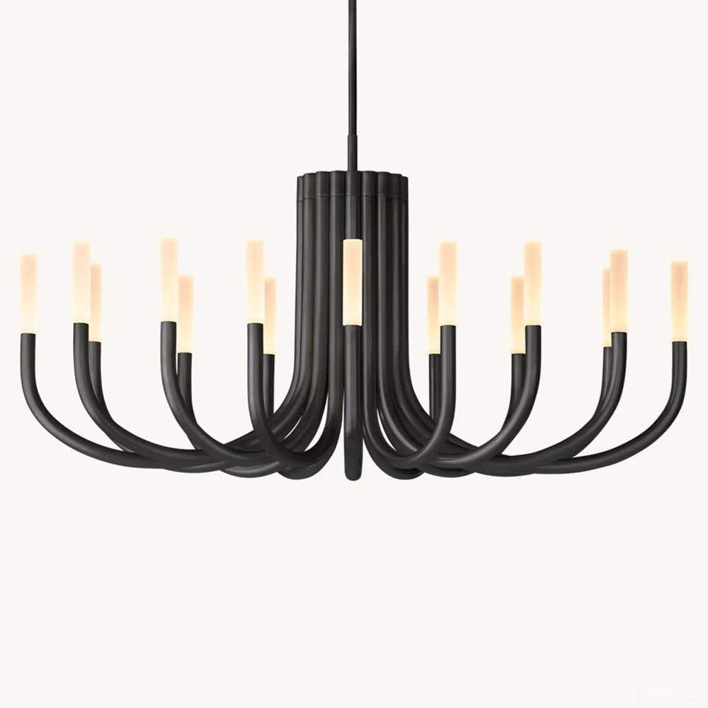 Rousselin Midcentury Sleek Oval Chandelier 50"
