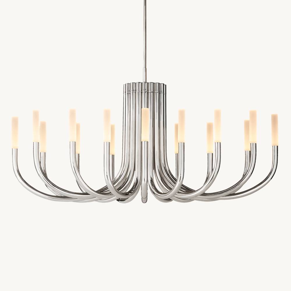 Rousselin Midcentury Sleek Oval Chandelier 50"