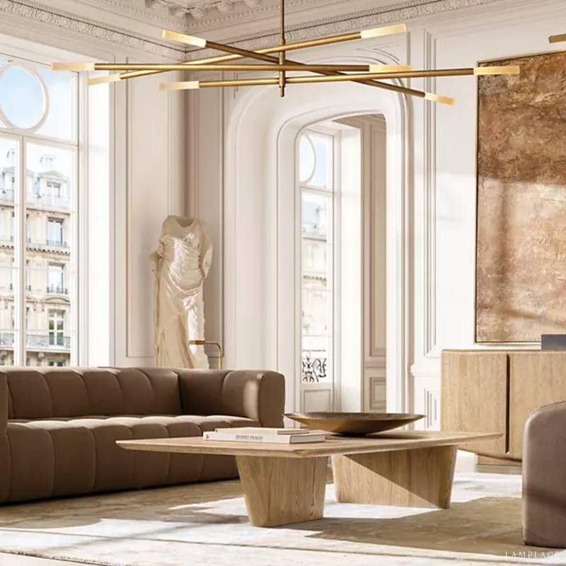 Rousselin 8-Light Mobile Rod Chandelier 80"