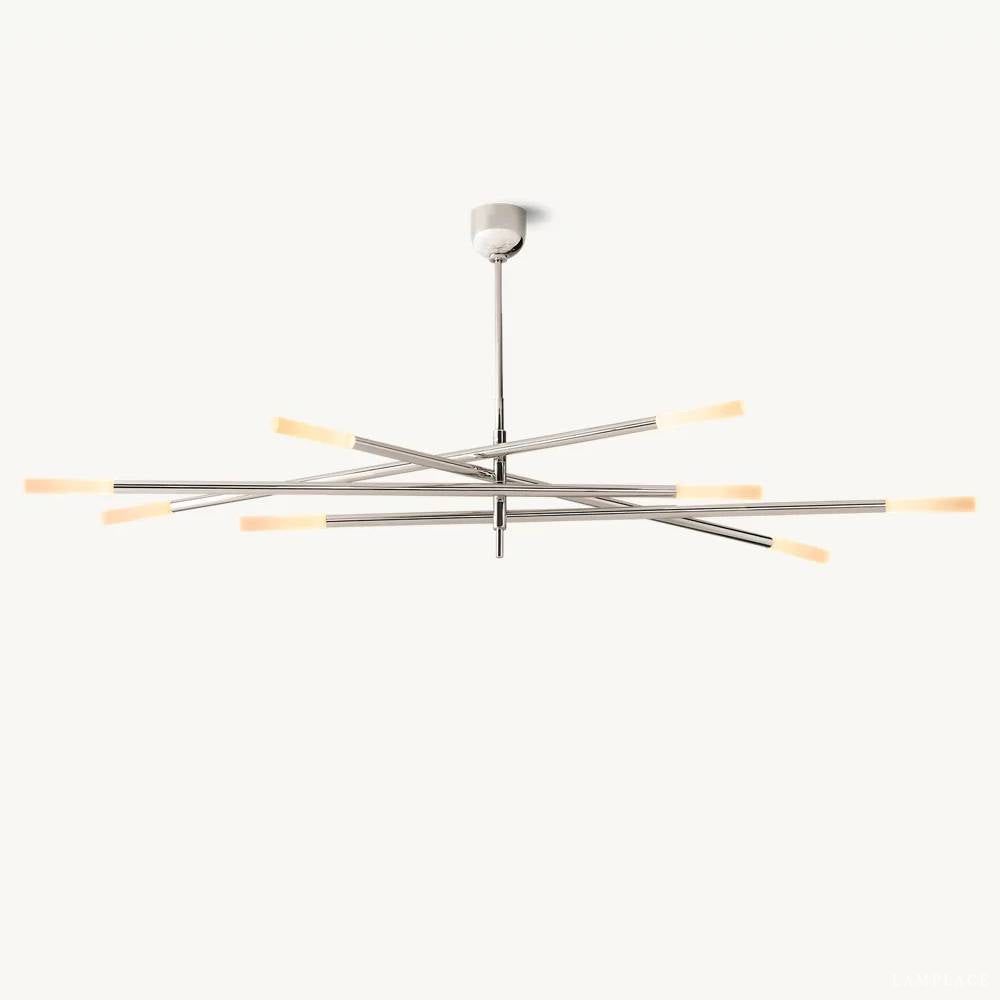 Rousselin 8-Light Mobile Rod Chandelier 65"