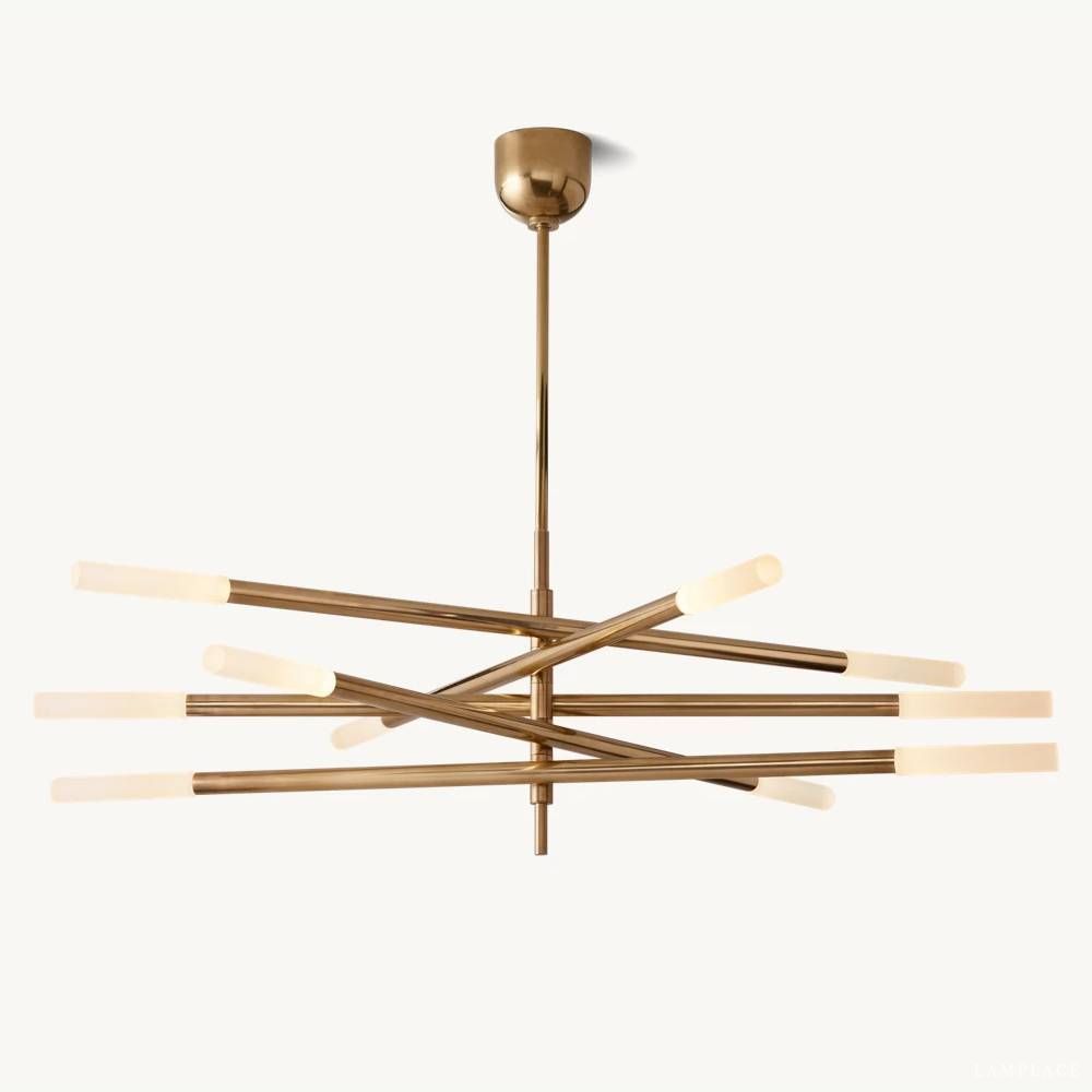 Rousselin 10-Light Mobile Rod Chandelier 50"