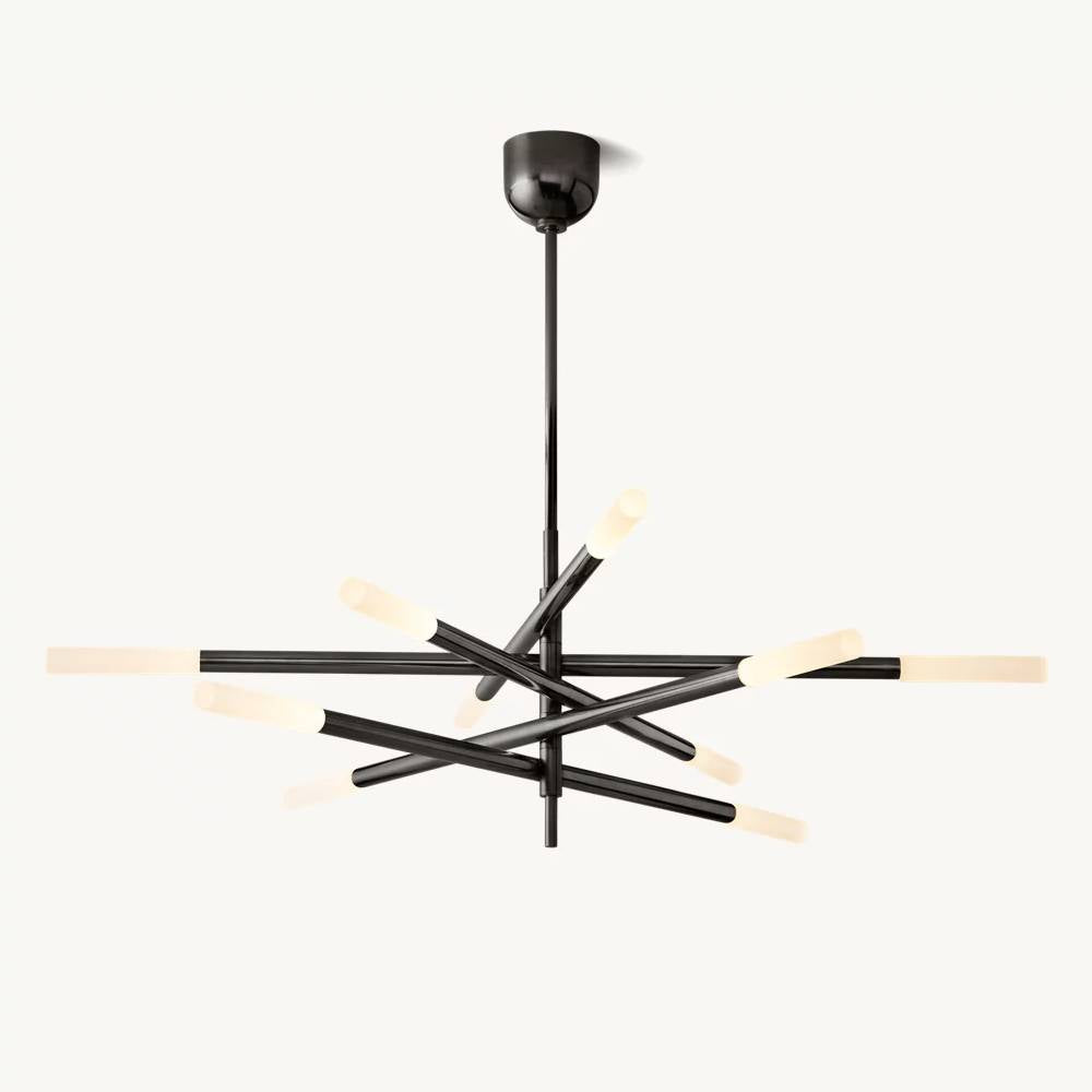 Rousselin 10-Light Mobile Rod Chandelier 50"