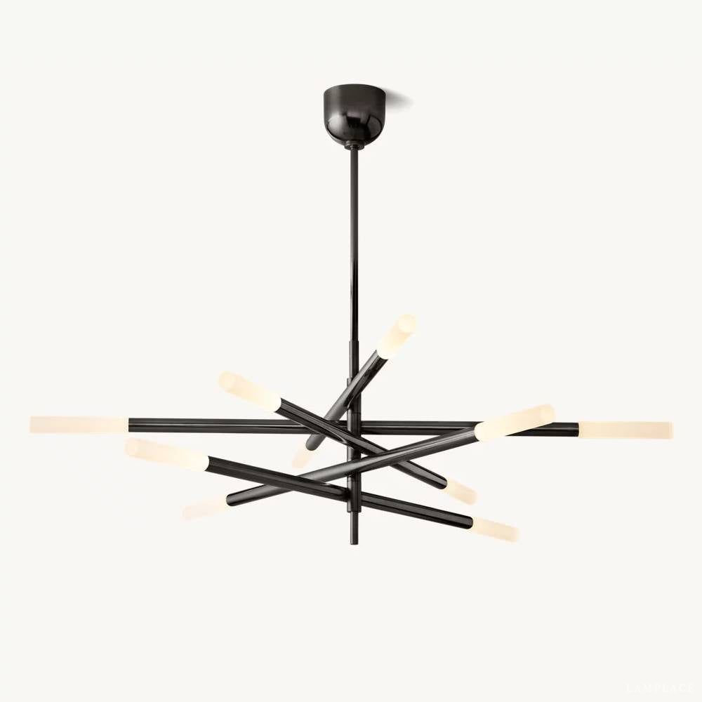 Rousselin 10-Light Mobile Rod Chandelier 50"