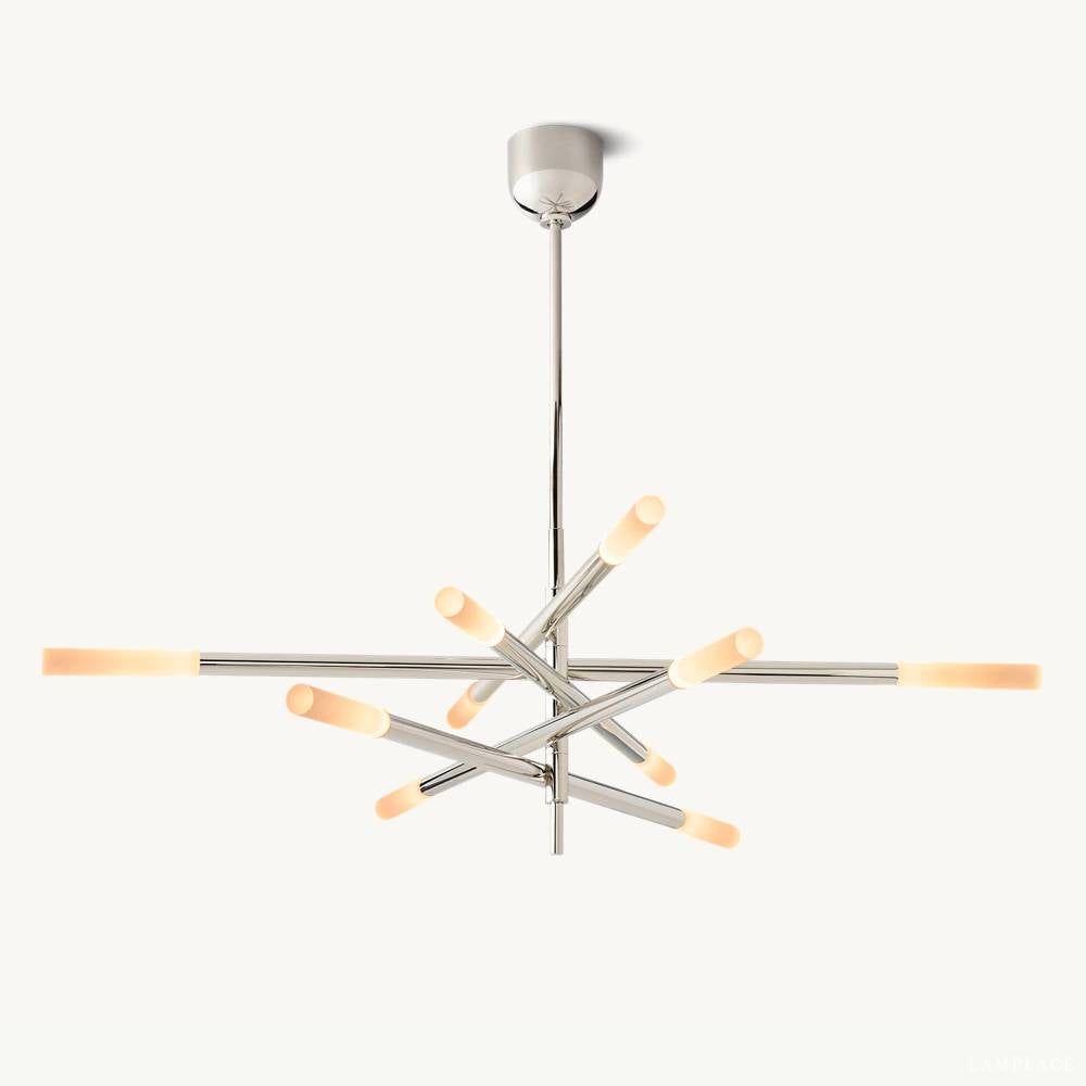 Rousselin 10-Light Mobile Rod Chandelier 50"