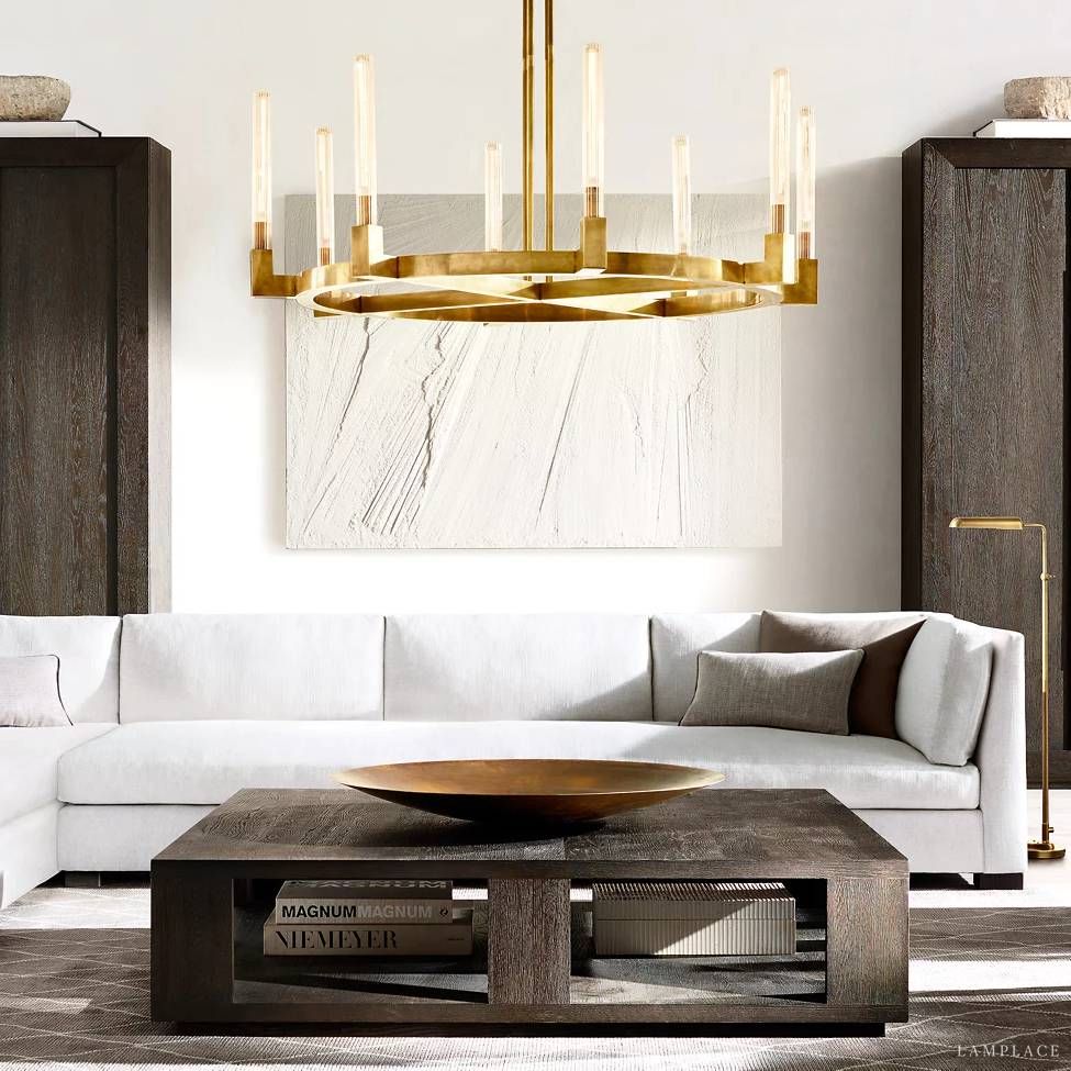 Cannele Ribbed Glass Round Chandelier 36"