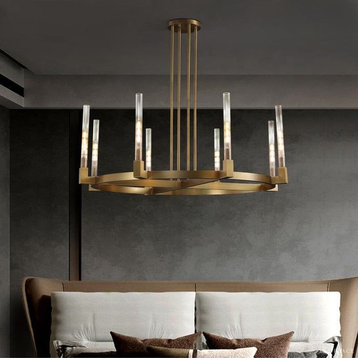 Cannele Ribbed Glass Round Chandelier 72"