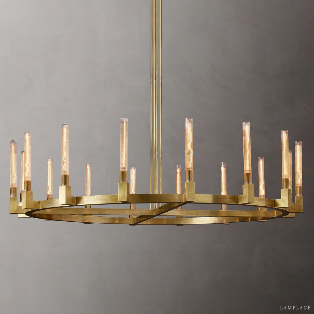 Cannele Ribbed Glass Round Chandelier 72"