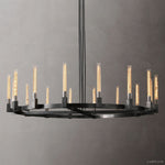 Cannele Ribbed Glass Round Chandelier 72"