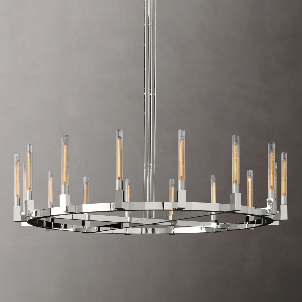 Cannele Ribbed Glass Round Chandelier 72"