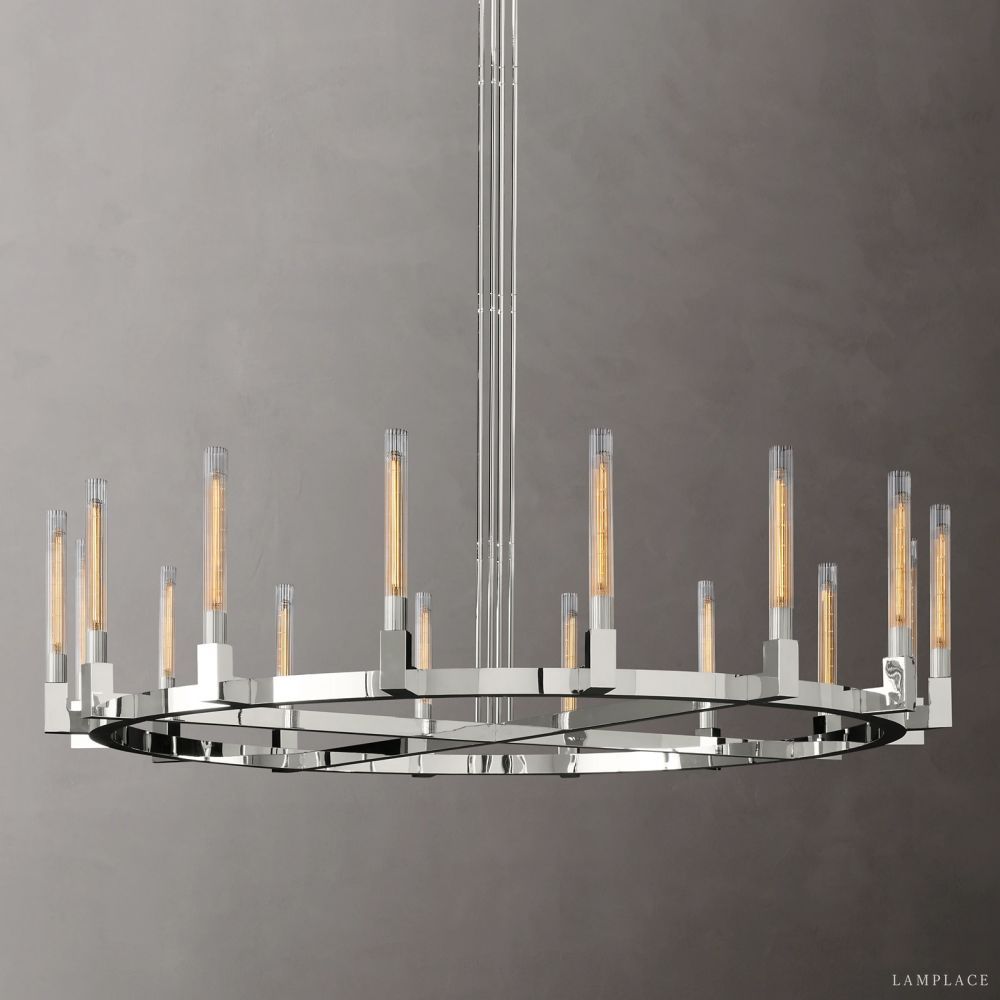 Cannele Ribbed Glass Round Chandelier 72"