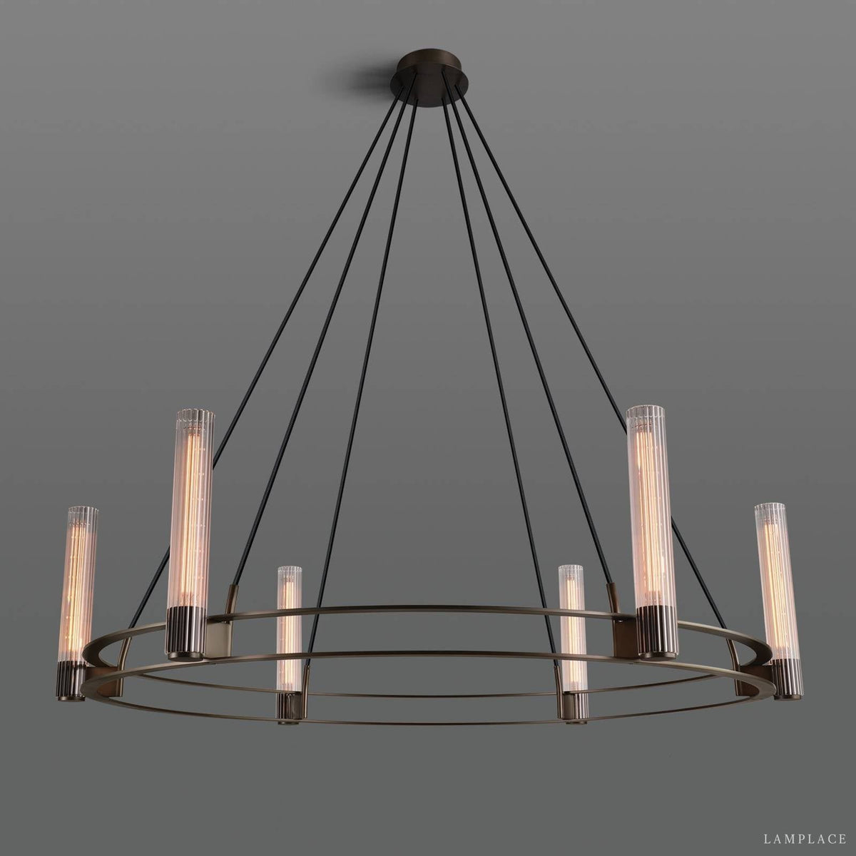 Vallon Etched Glass Round Chandelier