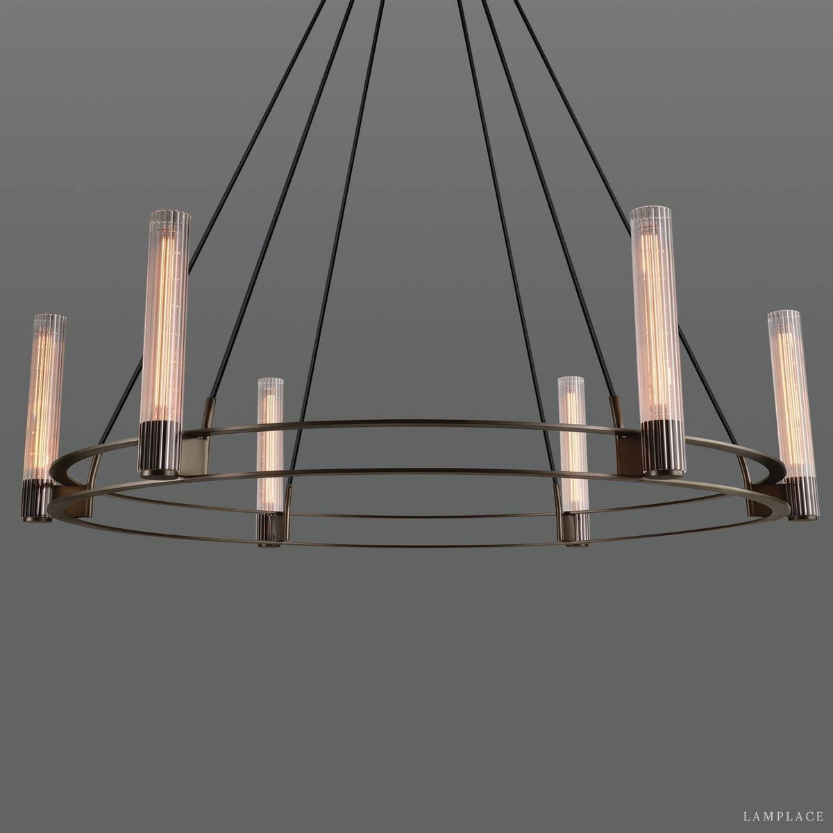 Vallon Etched Glass Round Chandelier