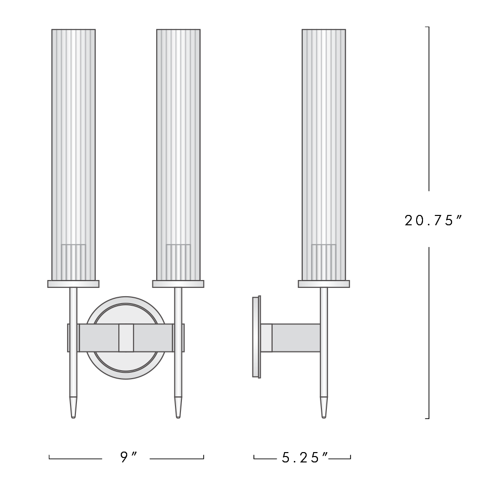 Vallon Channel Glass Double Wall Sconce