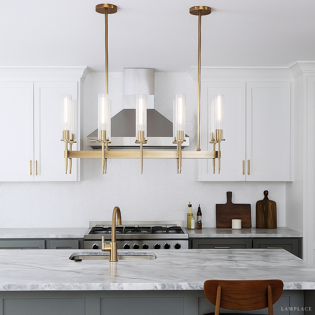 Vallon Channel Glass Linear Chandelier 47"