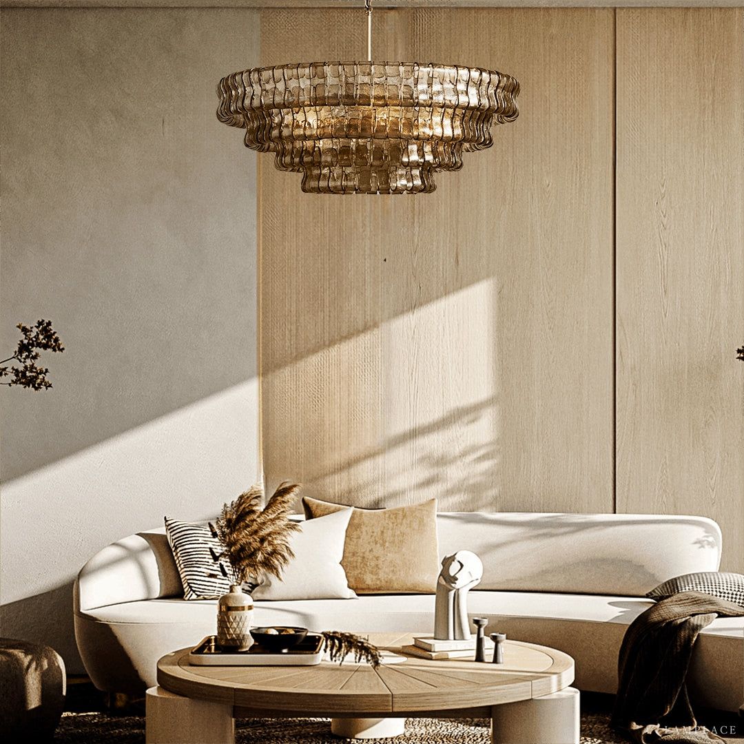 Ghiaccio Rippled Glass Round Chandelier