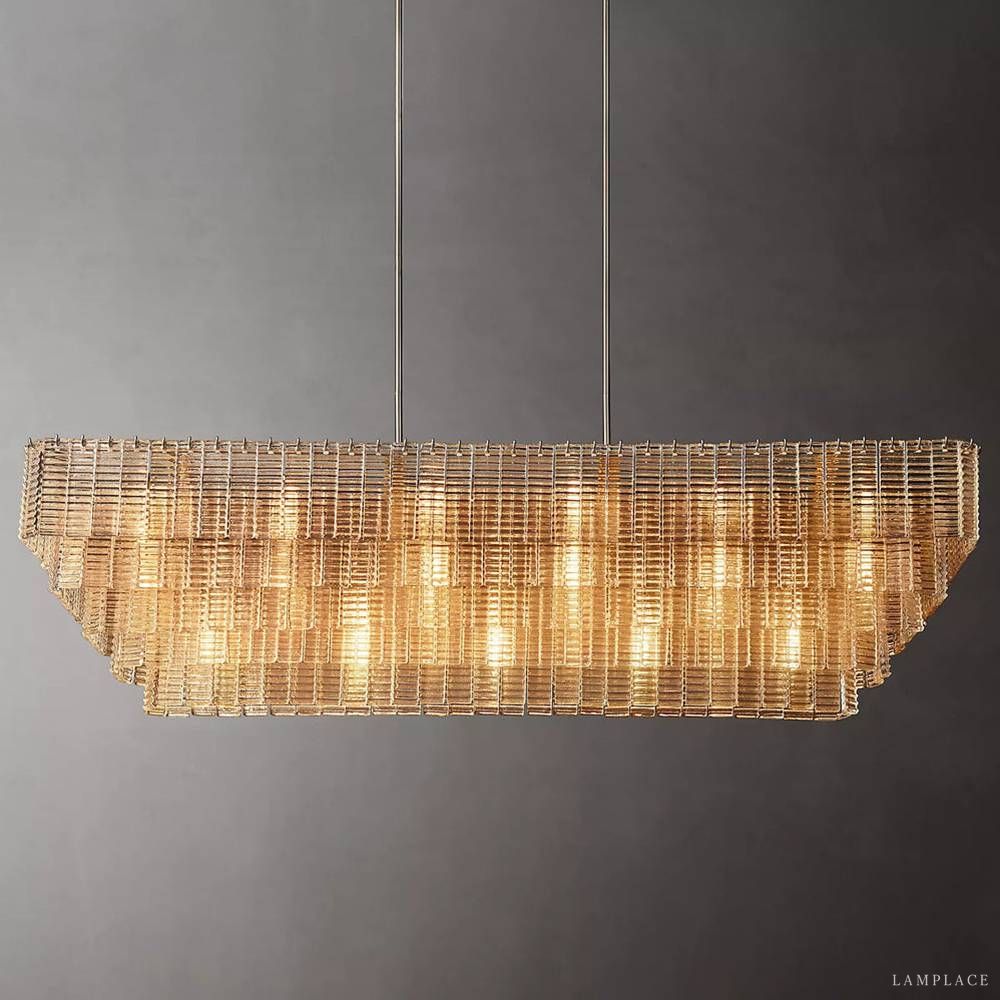 Sirene Draped Glass Rectangle Chandelier 77"