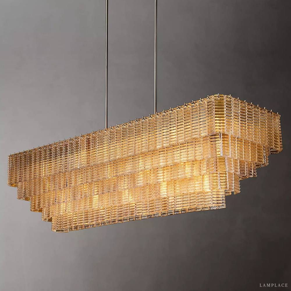 Sirene Draped Glass Rectangle Chandelier 77"