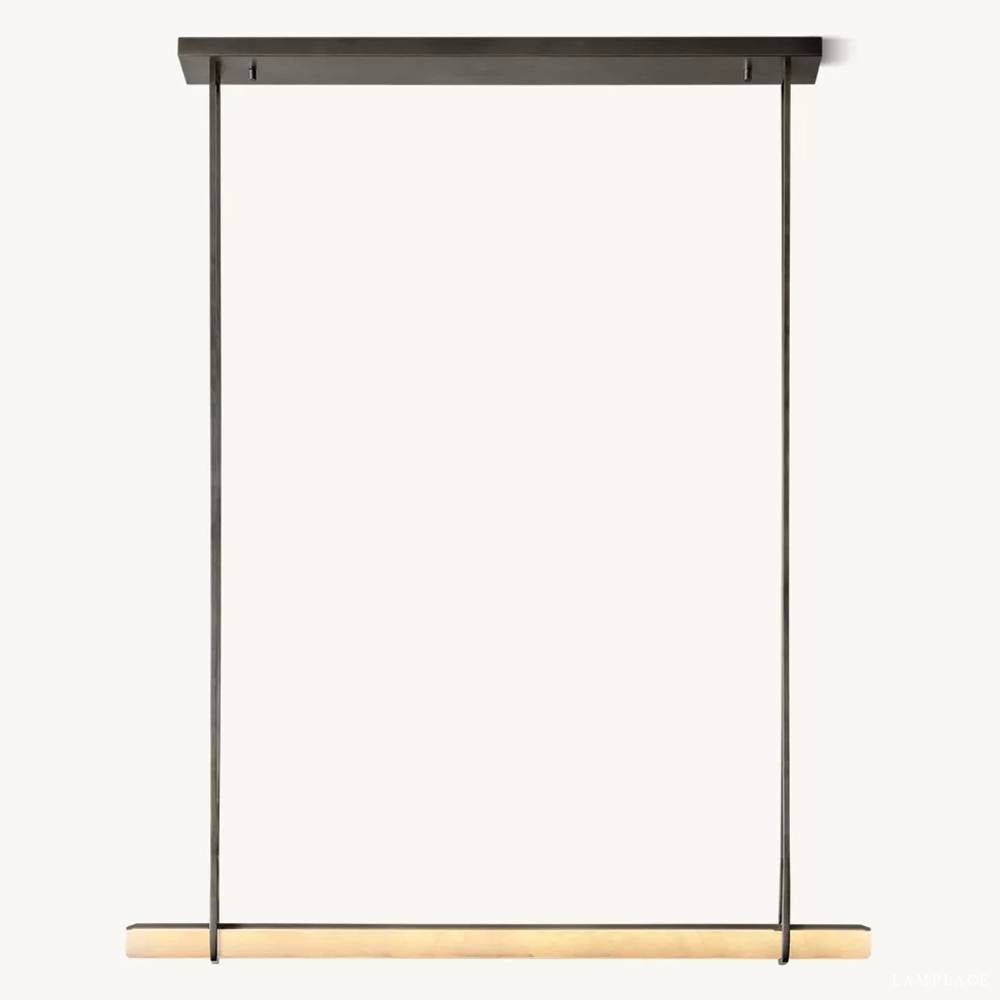 Audubon Sculpt Alabaster Single Bar Linear Chandelier 60"