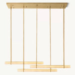 Audubon Sculpt Alabaster Triple Bar Linear Chandelier 60"