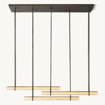 Audubon Sculpt Alabaster Triple Bar Linear Chandelier 60"