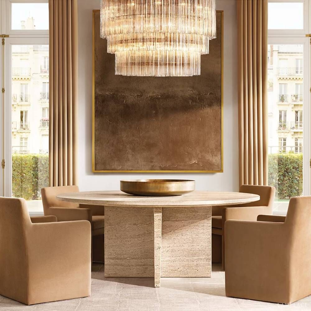 Cielo Lustred Glass Three-Tier Round Chandelier 36"